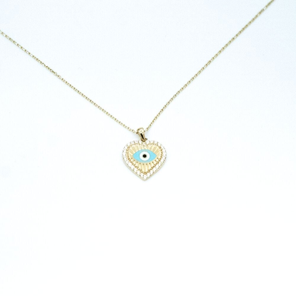 14 Ayar Taşlı Kalp Altın Kolye