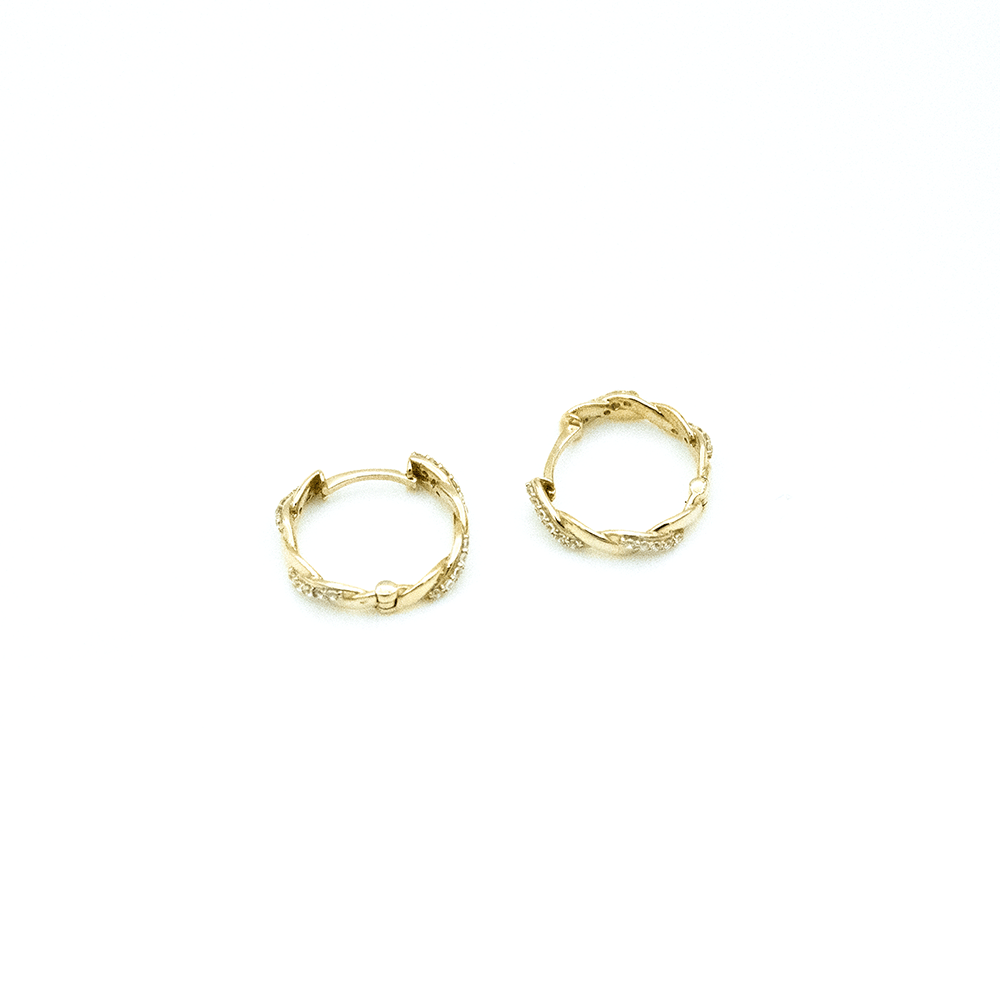 14 Ayar Taşlı Sıralı Altın Küpe