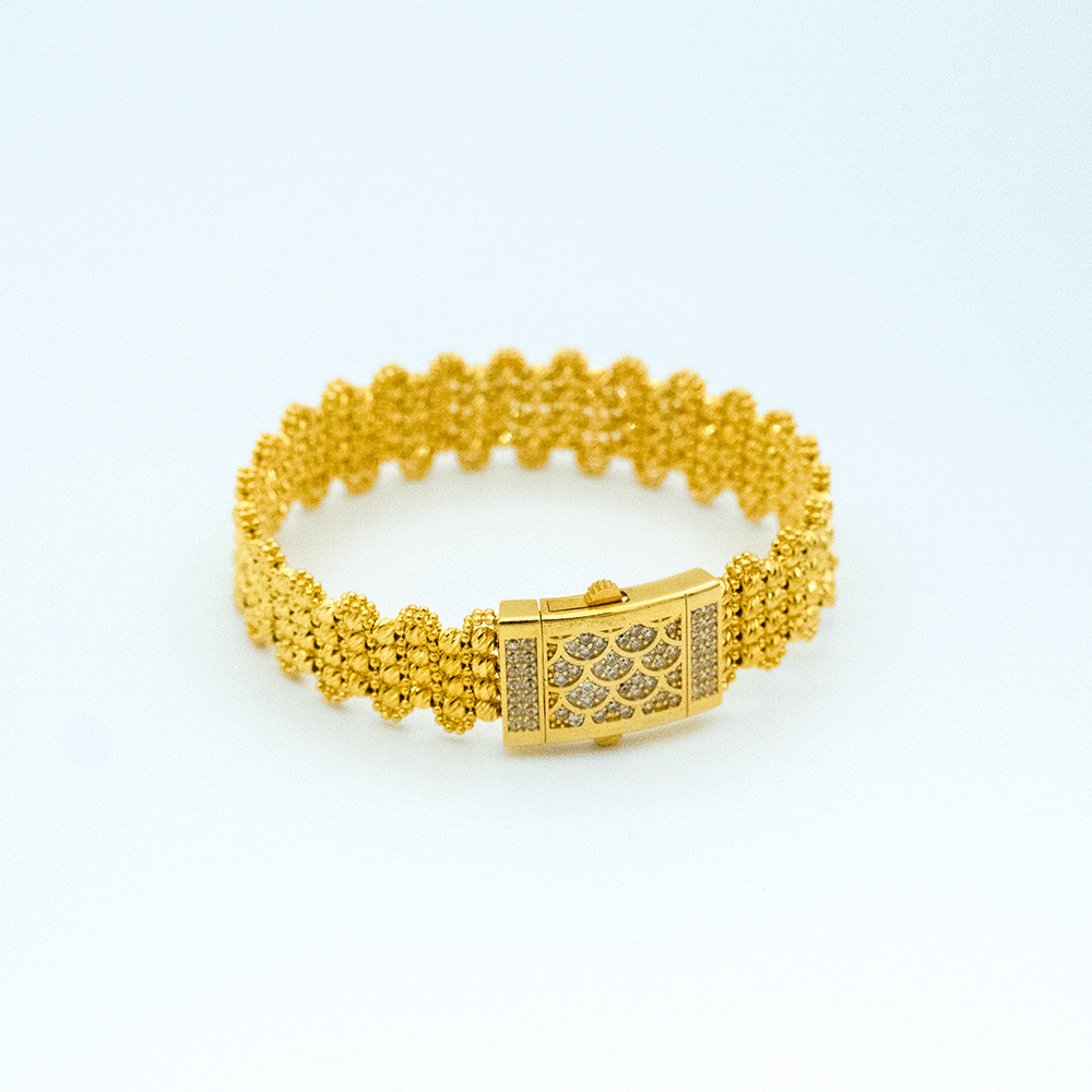 22 Ayar Dorikalı Detaylı Kelepçe Altın Bileklik